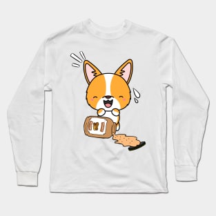 Cute Corgi spilled a jar of peanut butter Long Sleeve T-Shirt